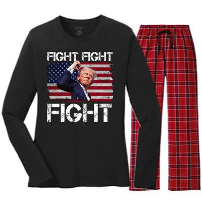 Donald Trump Fight Fight Fight Women's Long Sleeve Flannel Pajama Set 