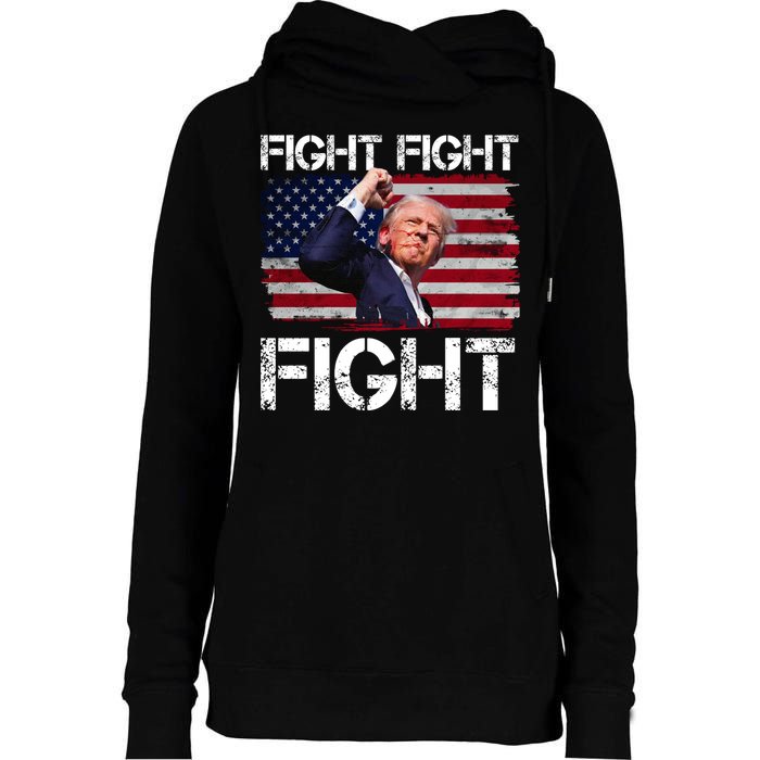 Donald Trump Fight Fight Fight Womens Funnel Neck Pullover Hood