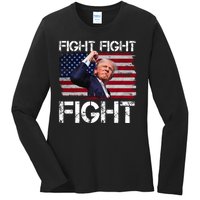 Donald Trump Fight Fight Fight Ladies Long Sleeve Shirt