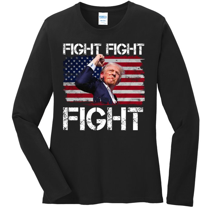 Donald Trump Fight Fight Fight Ladies Long Sleeve Shirt