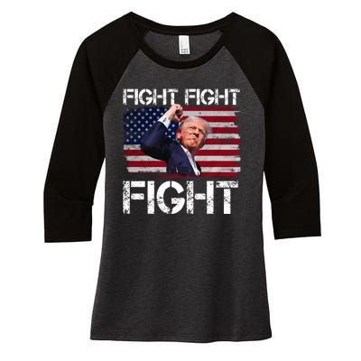 Donald Trump Fight Fight Fight Women's Tri-Blend 3/4-Sleeve Raglan Shirt