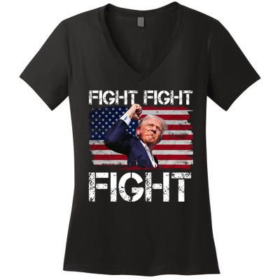 Donald Trump Fight Fight Fight Women's V-Neck T-Shirt