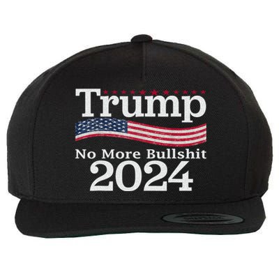 Donald Trump For President 2024 No More Bullshit Wool Snapback Cap