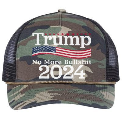 Donald Trump For President 2024 No More Bullshit Retro Rope Trucker Hat Cap