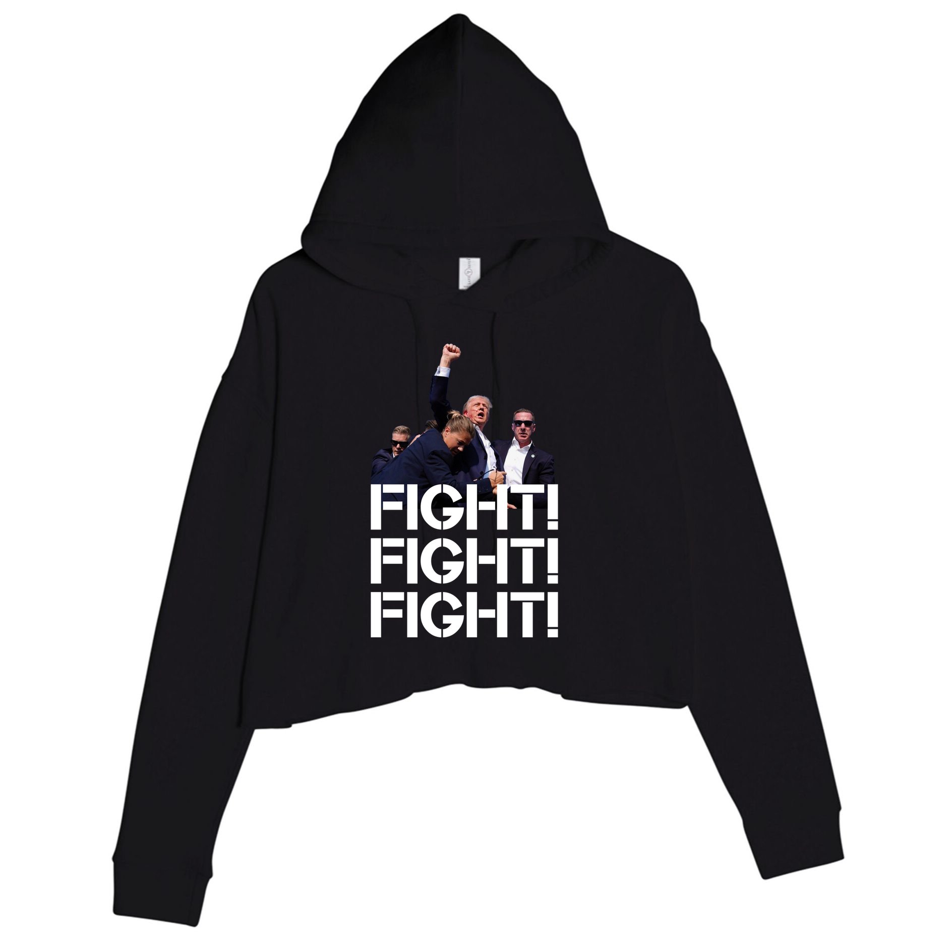 Donald Trump Fight Fight Fight Save America Crop Fleece Hoodie