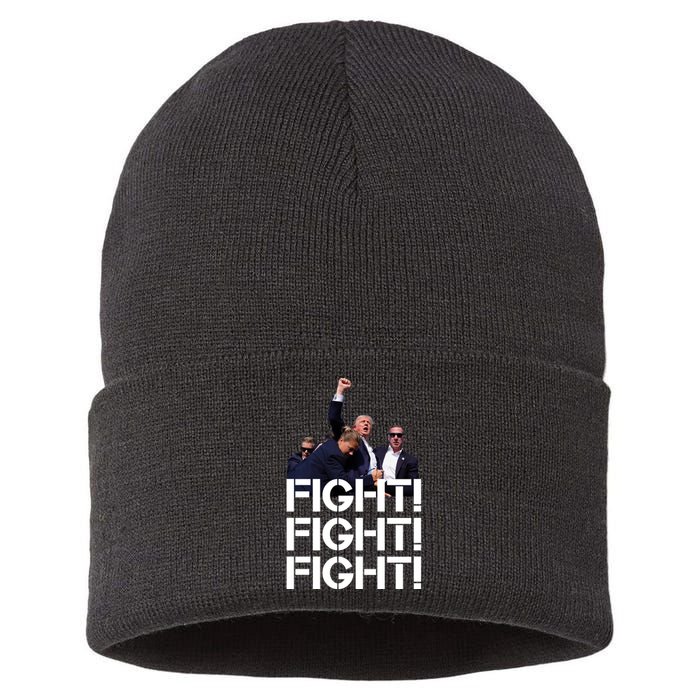 Donald Trump Fight Fight Fight Save America Sustainable Knit Beanie