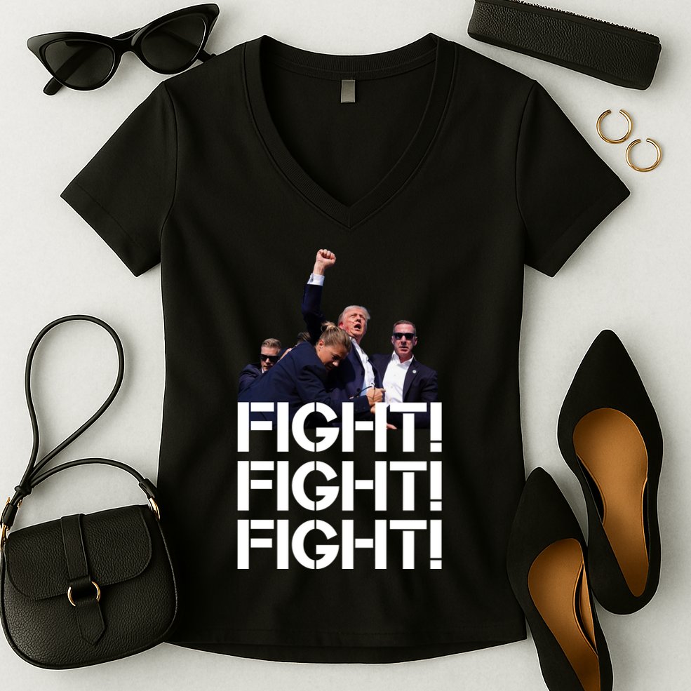 Donald Trump Fight Fight Fight Save America Women's V-Neck T-Shirt