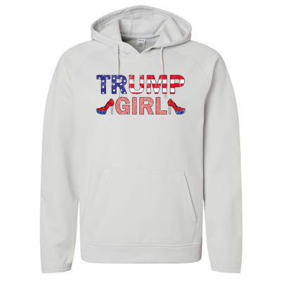 Donald Trump Girl 2020 Republican Patriot High Heel Performance Fleece Hoodie