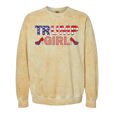 Donald Trump Girl 2020 Republican Patriot High Heel Colorblast Crewneck Sweatshirt