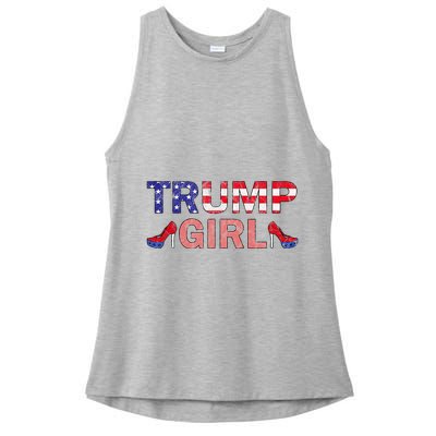 Donald Trump Girl 2020 Republican Patriot High Heel Ladies PosiCharge Tri-Blend Wicking Tank