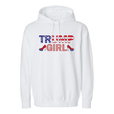 Donald Trump Girl 2020 Republican Patriot High Heel Garment-Dyed Fleece Hoodie