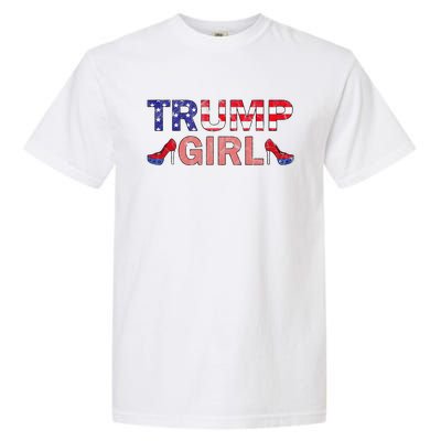 Donald Trump Girl 2020 Republican Patriot High Heel Garment-Dyed Heavyweight T-Shirt