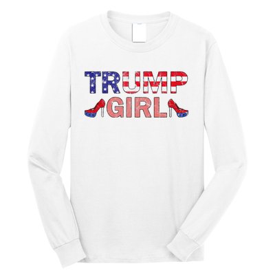 Donald Trump Girl 2020 Republican Patriot High Heel Long Sleeve Shirt