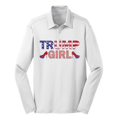 Donald Trump Girl 2020 Republican Patriot High Heel Silk Touch Performance Long Sleeve Polo