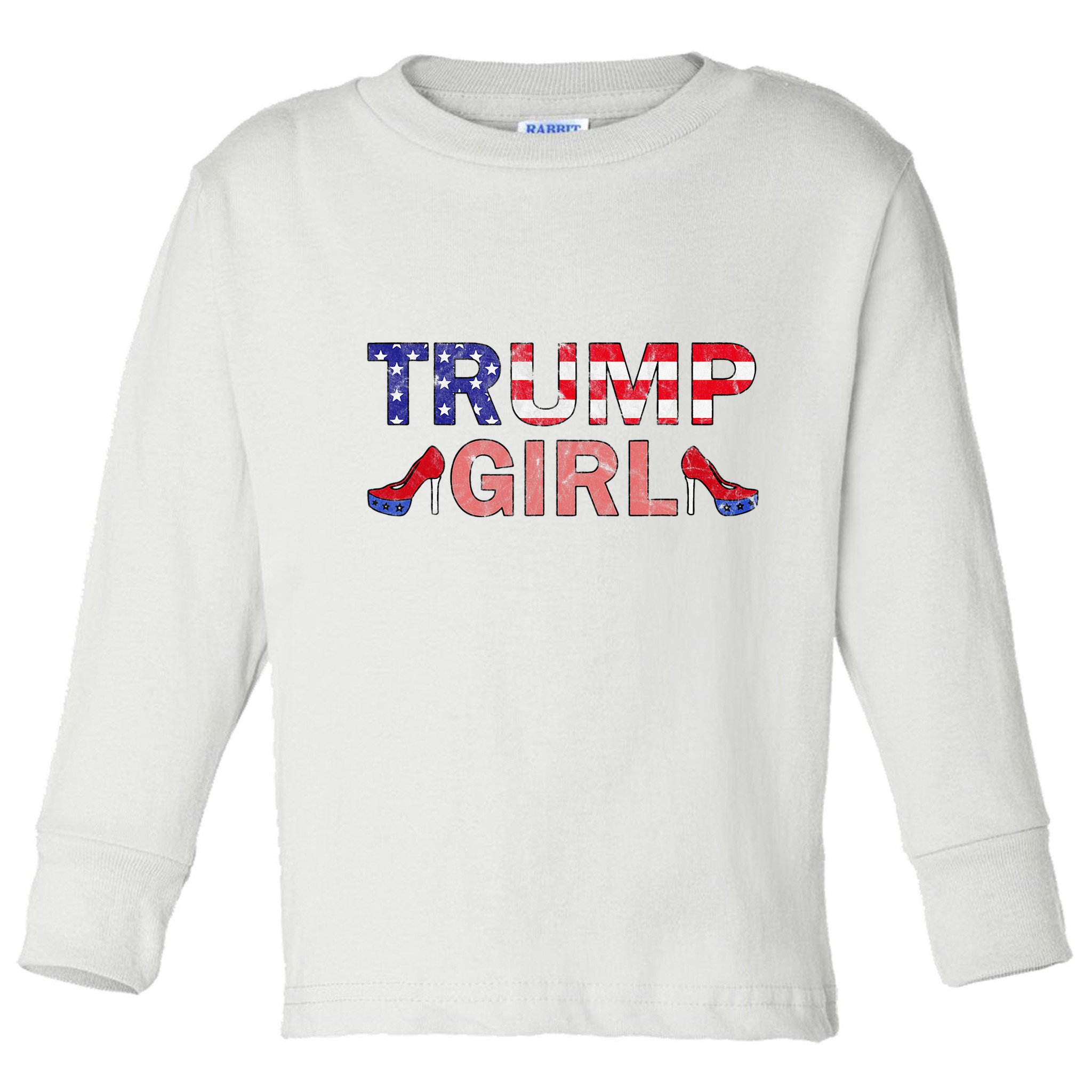 Donald Trump Girl 2020 Republican Patriot High Heel Toddler Long Sleeve Shirt