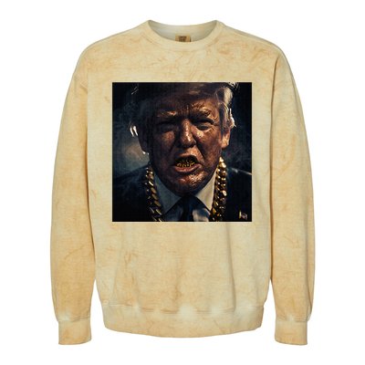 Donald Trump Gold Grillz Colorblast Crewneck Sweatshirt