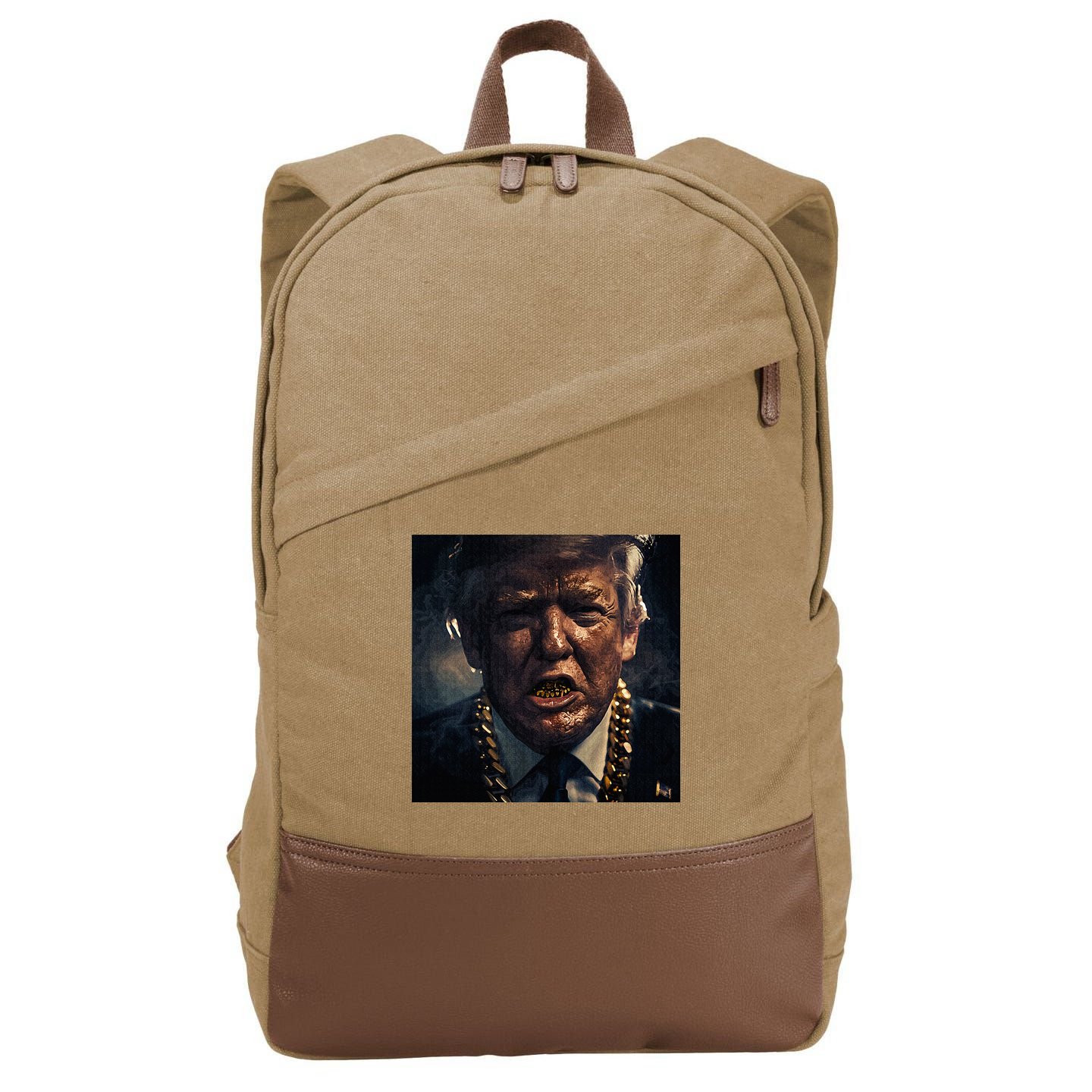 Donald Trump Gold Grillz Cotton Canvas Backpack