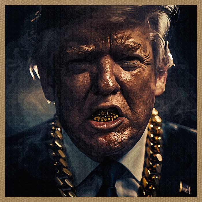 Donald Trump Gold Grillz Cotton Canvas Backpack