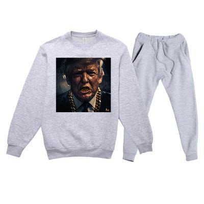 Donald Trump Gold Grillz Premium Crewneck Sweatsuit Set