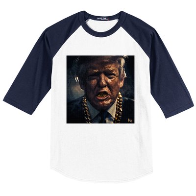 Donald Trump Gold Grillz Baseball Sleeve Shirt