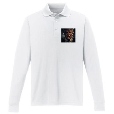 Donald Trump Gold Grillz Performance Long Sleeve Polo