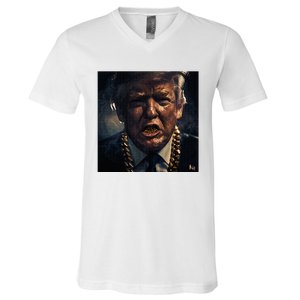 Donald Trump Gold Grillz V-Neck T-Shirt