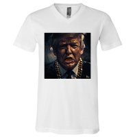 Donald Trump Gold Grillz V-Neck T-Shirt