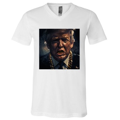 Donald Trump Gold Grillz V-Neck T-Shirt