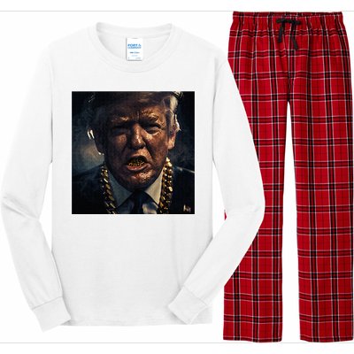 Donald Trump Gold Grillz Long Sleeve Pajama Set