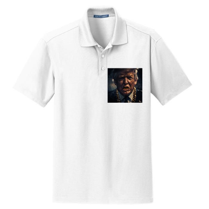 Donald Trump Gold Grillz Dry Zone Grid Polo