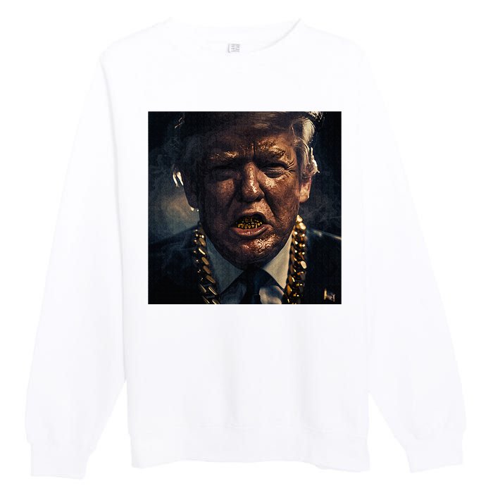 Donald Trump Gold Grillz Premium Crewneck Sweatshirt