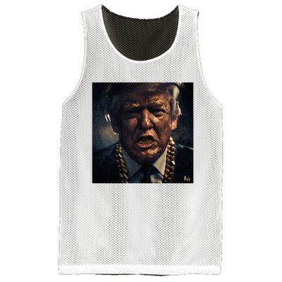 Donald Trump Gold Grillz Mesh Reversible Basketball Jersey Tank