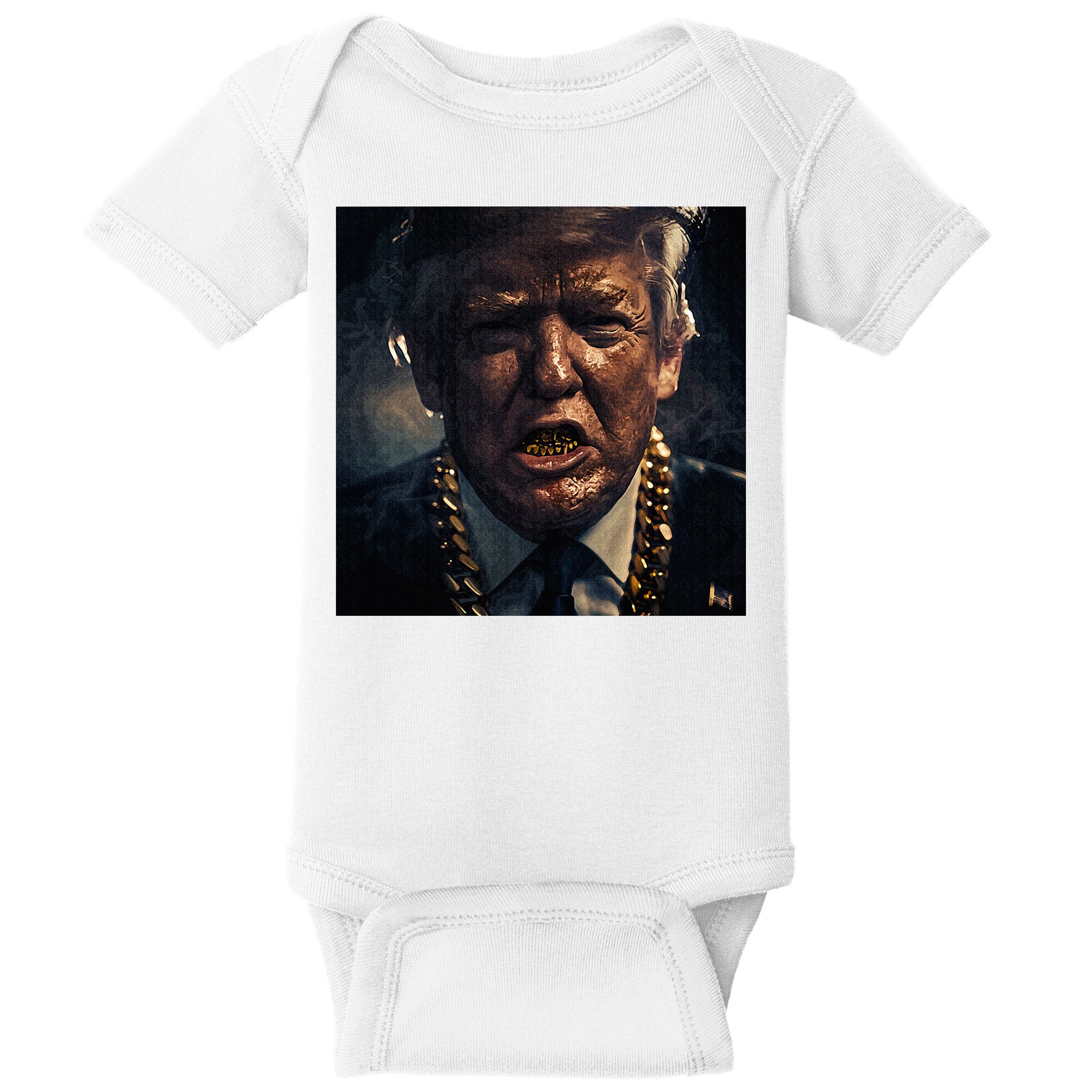 Donald Trump Gold Grillz Baby Bodysuit