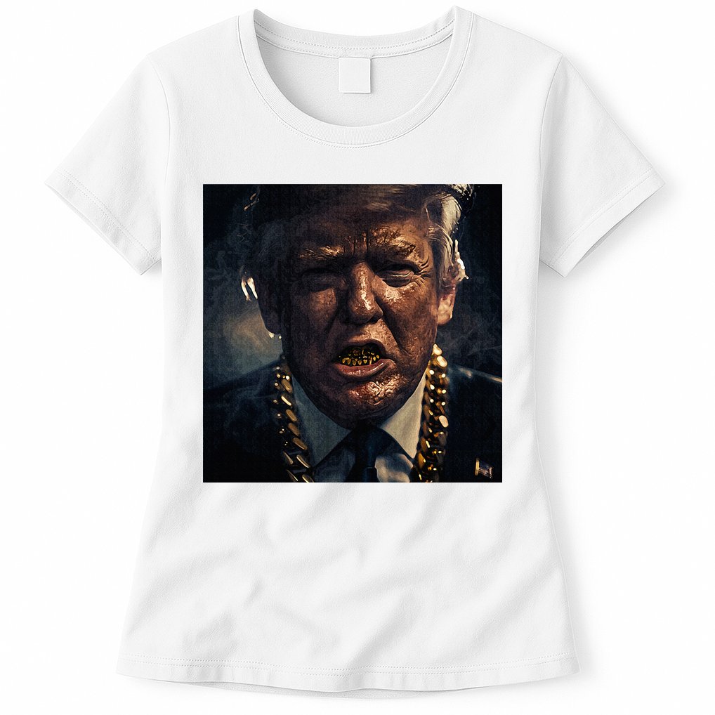 Donald Trump Gold Grillz Womens T-Shirt