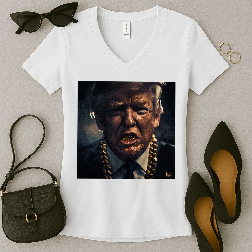 Donald Trump Gold Grillz Women's V-Neck T-Shirt