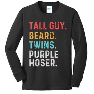 dude tall guy beard twins purple hoser Perfect for  Kids Long Sleeve Shirt