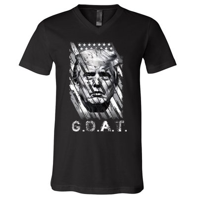 Donald Trump Greatest Of All Time Trump G.O.A.T. Patriotic V-Neck T-Shirt
