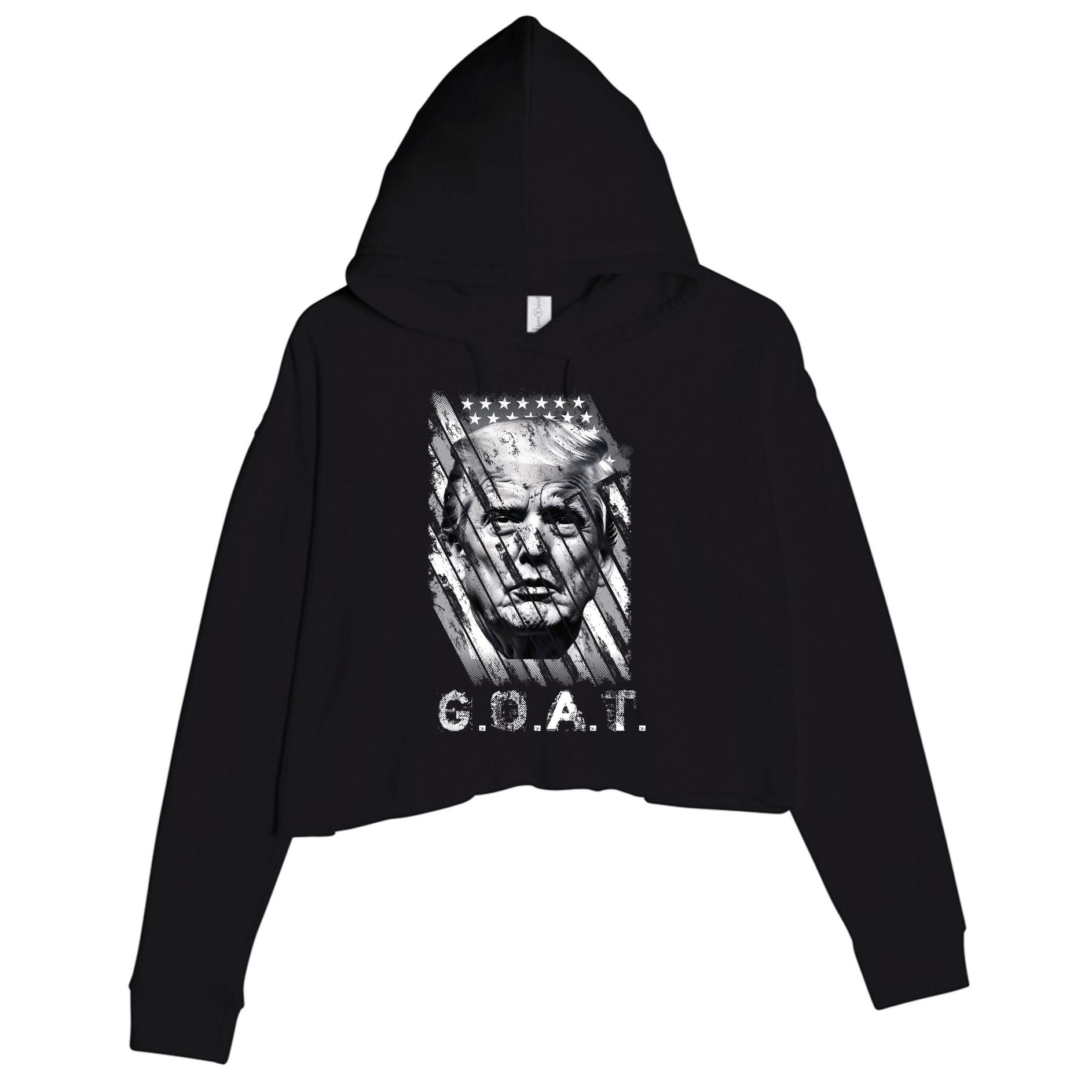 Donald Trump Greatest Of All Time Trump G.O.A.T. Patriotic Crop Fleece Hoodie