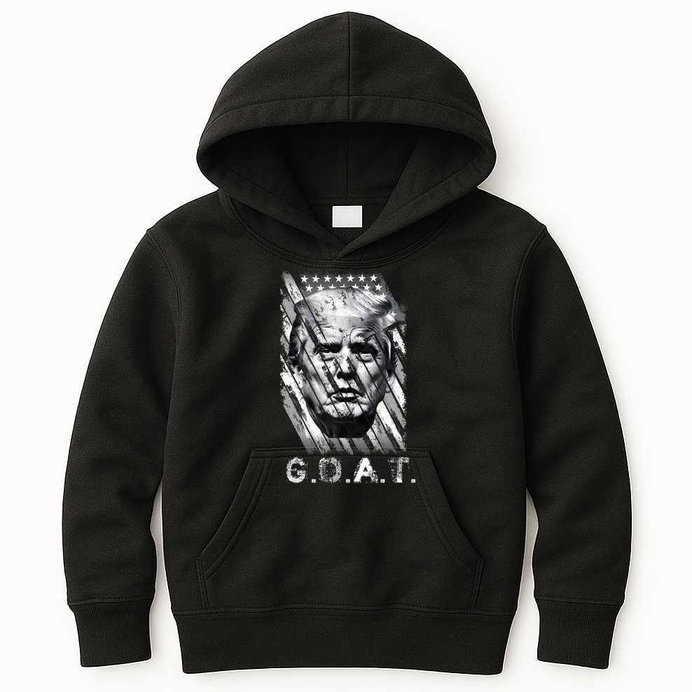 Donald Trump Greatest Of All Time Trump G.O.A.T. Patriotic Kids Hoodie