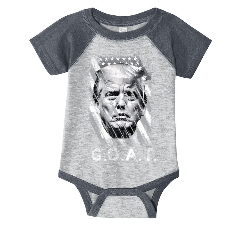 Donald Trump Greatest Of All Time Trump G.O.A.T. Patriotic Infant Baby Jersey Bodysuit