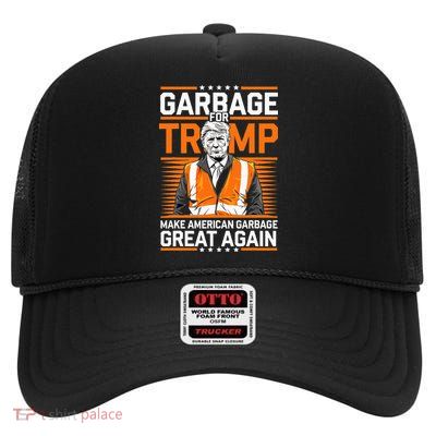 Donald Trump Garbage Orange Reflective Safety Vest High Crown Mesh Back Trucker Hat