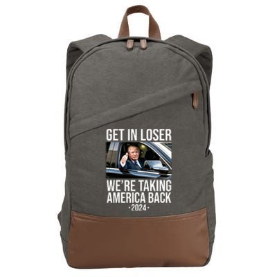 Donald Trump Get In Loser Were Taking America Back 2024 Cotton Canvas Backpack