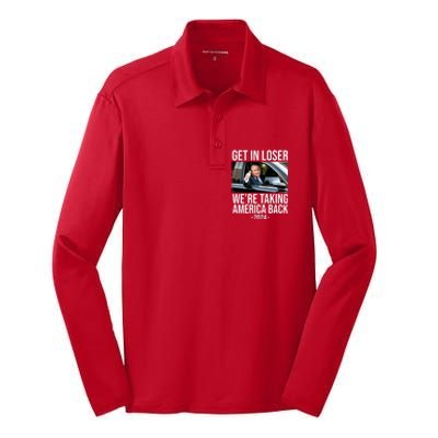 Donald Trump Get In Loser Were Taking America Back 2024 Silk Touch Performance Long Sleeve Polo