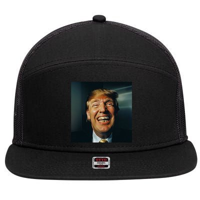 Donald Trump Grillz Teeth 7 Panel Mesh Trucker Snapback Hat