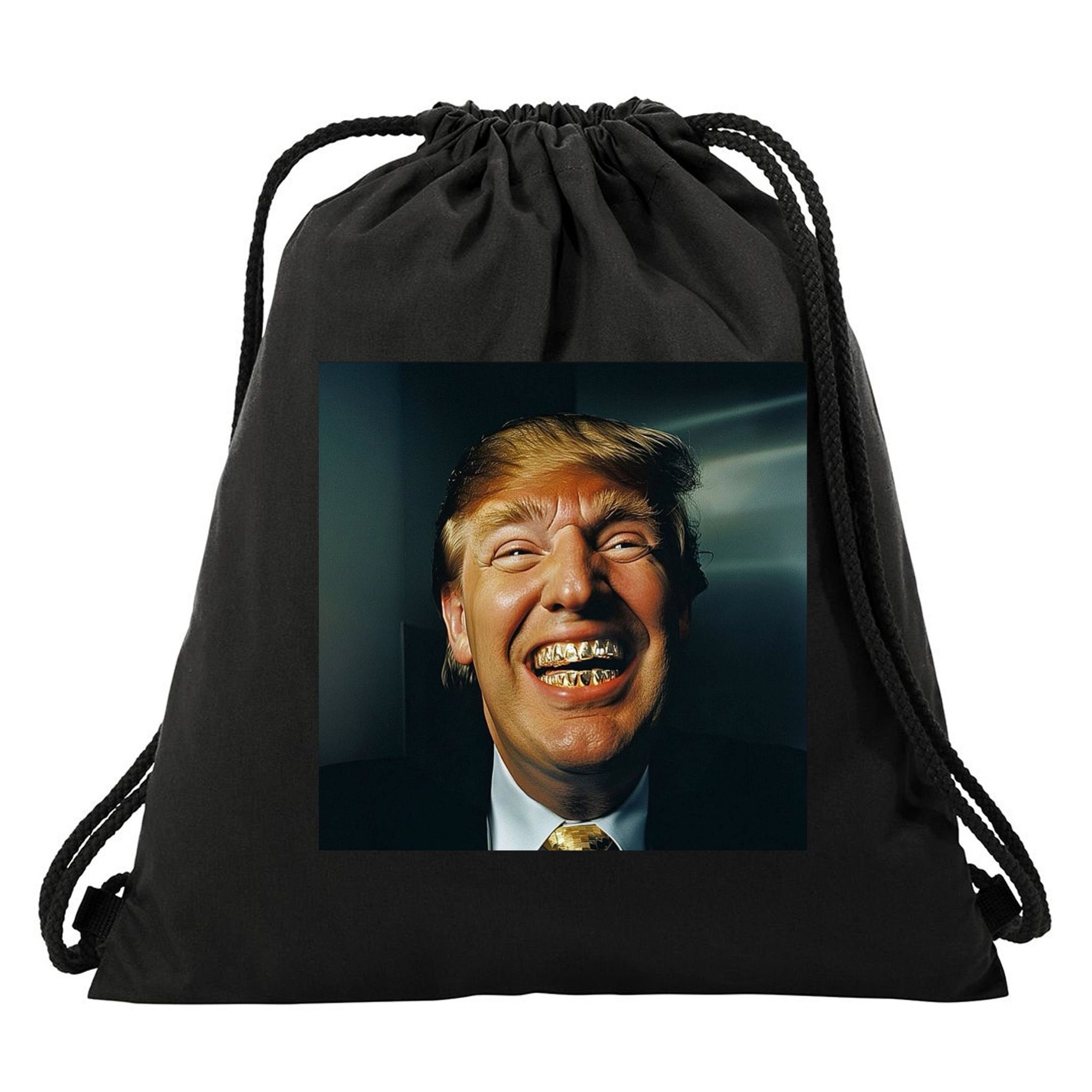 Donald Trump Grillz Teeth Drawstring Bag
