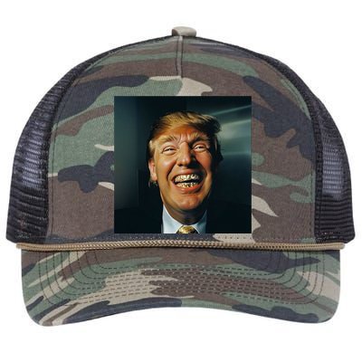 Donald Trump Grillz Teeth Retro Rope Trucker Hat Cap