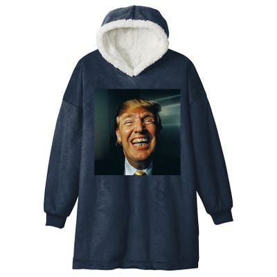 Donald Trump Grillz Teeth Hooded Wearable Blanket