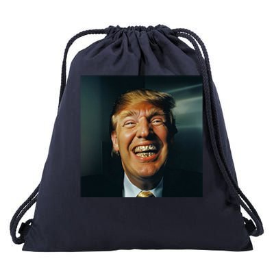 Donald Trump Grillz Teeth Drawstring Bag