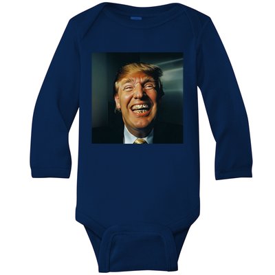 Donald Trump Grillz Teeth Baby Long Sleeve Bodysuit