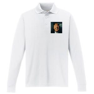 Donald Trump Grillz Teeth Performance Long Sleeve Polo